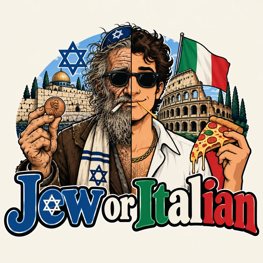 Jew or Italian illustrated logo